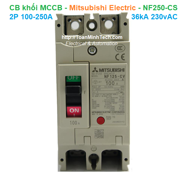 CB khối MCCB - Mitsubishi Electric - NF250-CS 2P 100-250A 36kA 230vAC